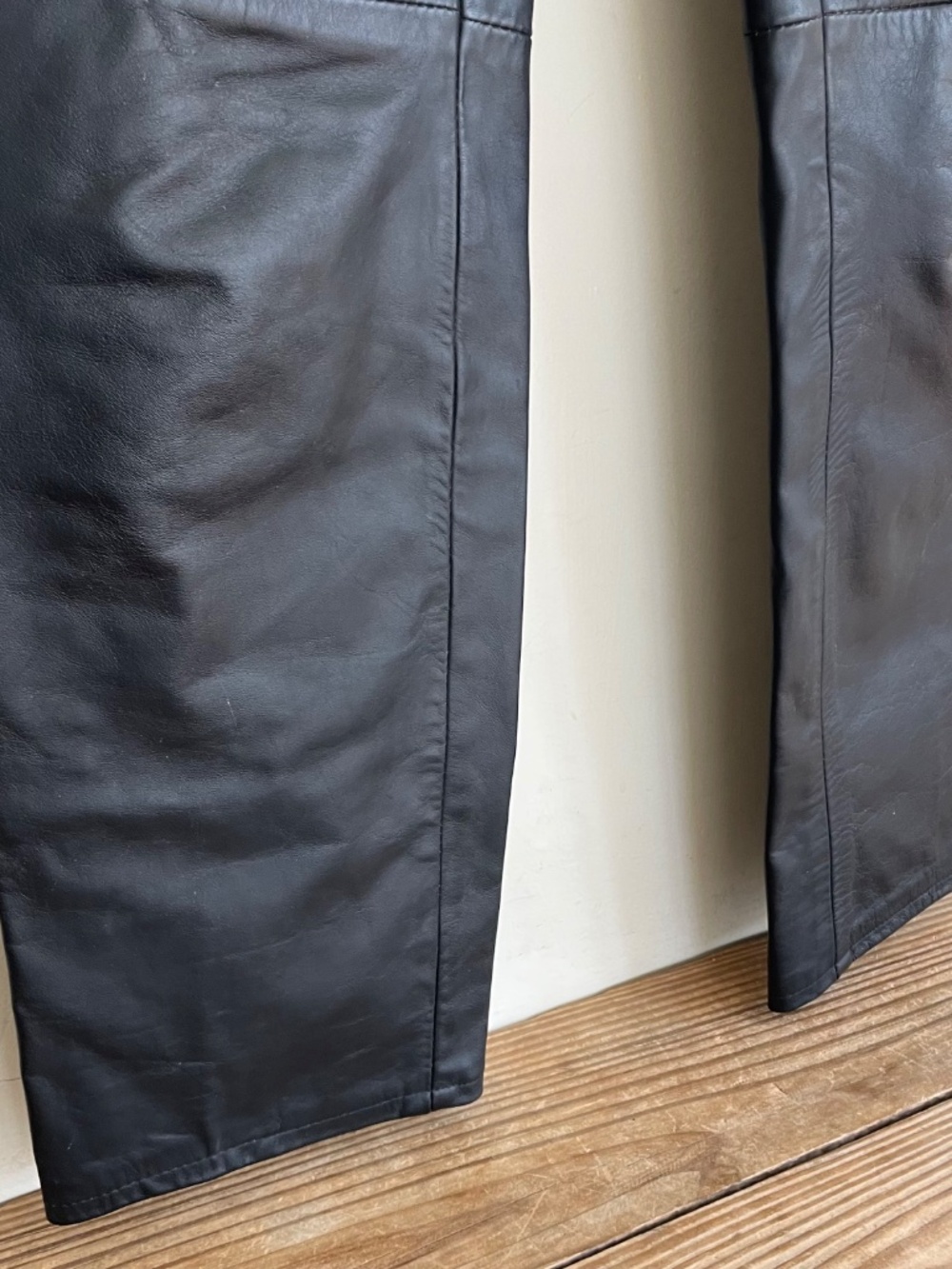 Vintage Reed Sportswear Genuine Black Leather High Waist straight Moto Pants XS - Picture 5 of 13